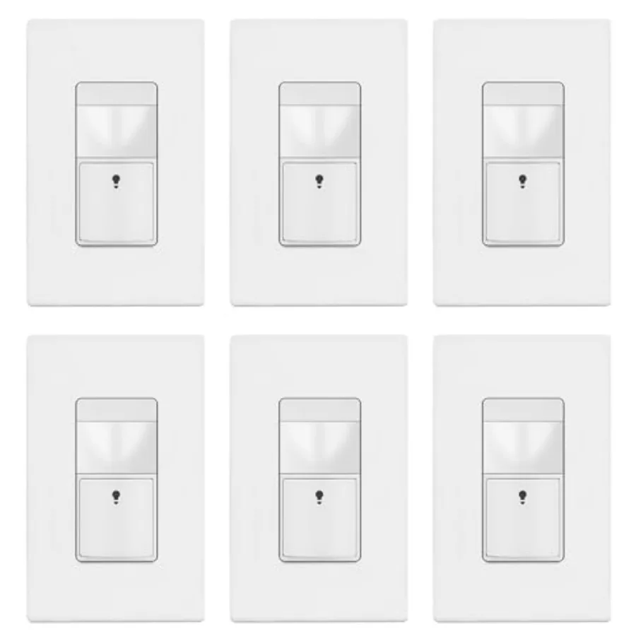 Motion Sensor Switch, PIR Sensor with Ambient Light Level, Occupancy and Vacancy Modes, No Neutral Required, Ground Wire Requir