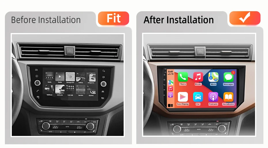 AWESAFE Kabelloses CarPlay Android Auto Radio für Seat Ibiza 2017 2018 2019 2020 Plug & Play FM BT RDS DSP 4G GPS SWC Multimedia – Detail 2