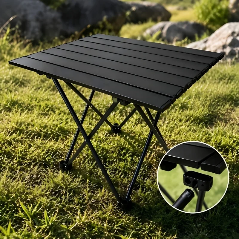 Lightweight Foldable Camping Table, Portable Carry Bag, Easy-Clean Rolltop, Space-Saving for Picnic & Outdoor Travel