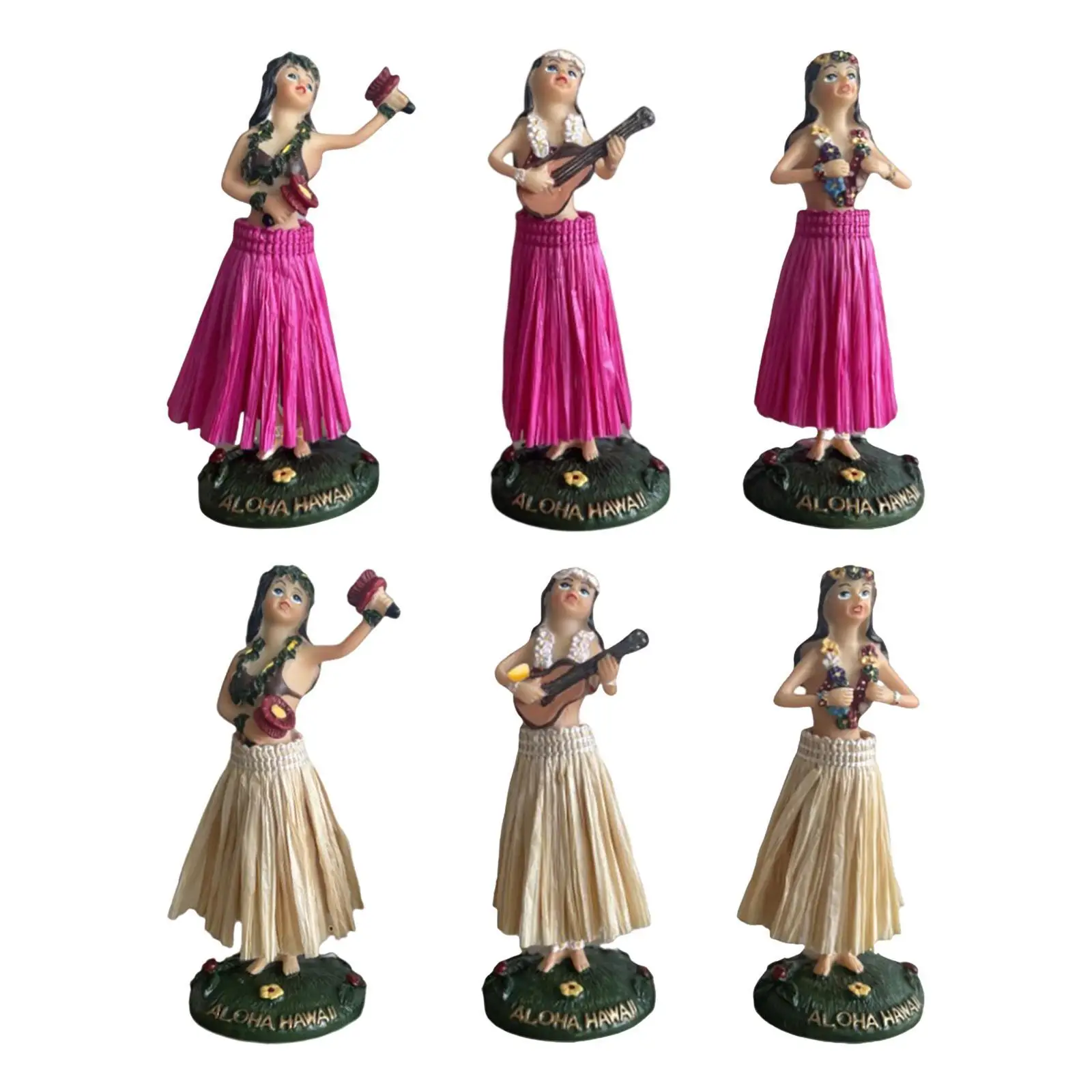 Hula Girl Statue Home Decor Decorative Ideal Gift Resin Figurine with Base for Car Interior Living Room Study Bedroom Bookshelf