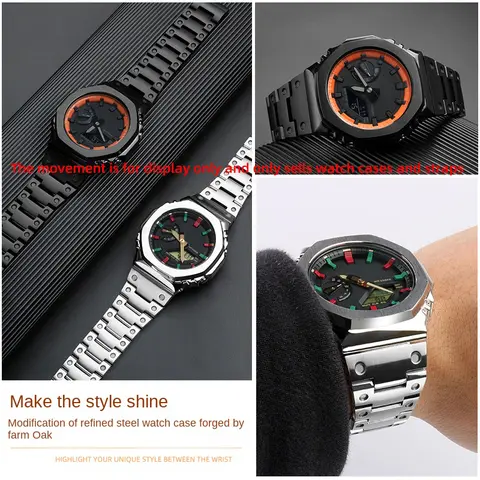 GA2100 GA2110 Mod-kit för Casio GA-2100 Metallboett och rem GA-2110 Set Rostfritt stålarmband Boettmodifiering AP Royal Oak 10 best sales g shock ap-fodral - №5