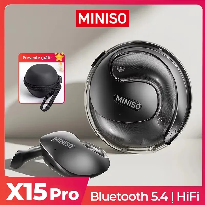 Miniso x15 pro bluetooth 5.4 fones de ouvido ows sem fio aberto ganchos tws erazer com microfone chamada telefone