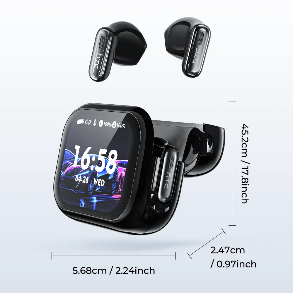 HD Screen Wireless Earphones Bluetooth Music Earbuds HTC NE68 150 Languages 30 Hour Battery Life Clear Audio Comfortable Wearing