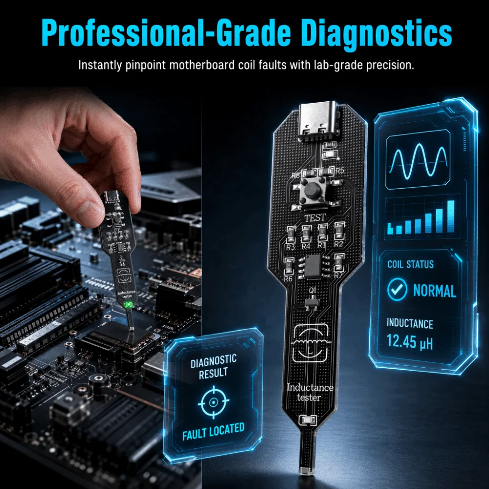 Third Generation Motherboard Coil Tester Strong Stability High Accuracy Inductor Detector Tool Type-C Professional