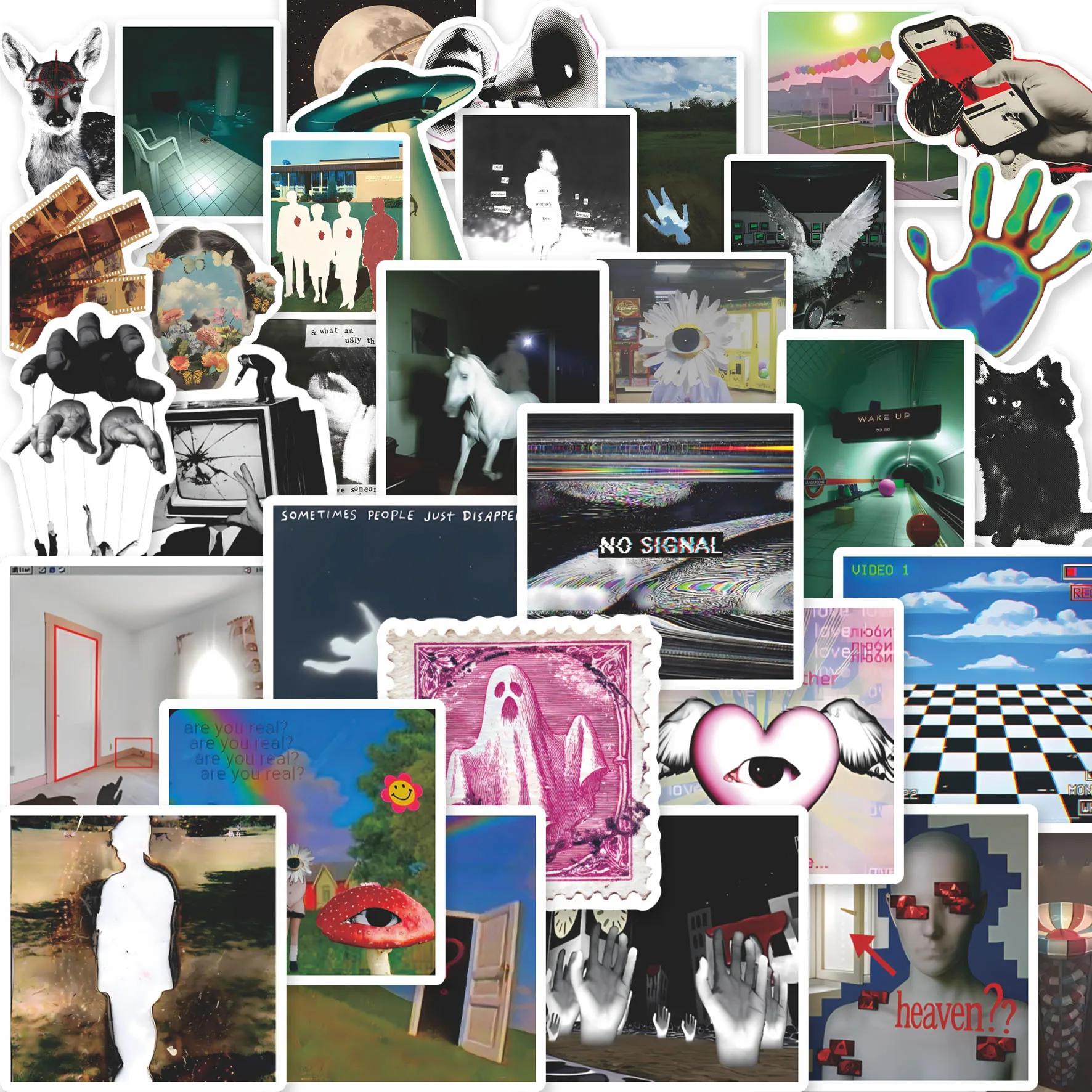 54pcs Psychedelic Art Vibe Sticker Pack Fresh Mysterious Vinyl Decals for Phone Water Bottle Gifts Trendy Art Fans Enthusiasts