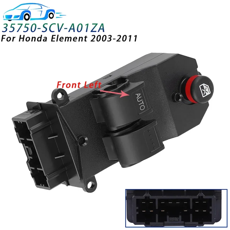 Fit For Honda Element 2003-2011 Front Left Driver Side Master Power Window Switch Button Replaces Parts 35750-SCV-A01ZA 1S3983