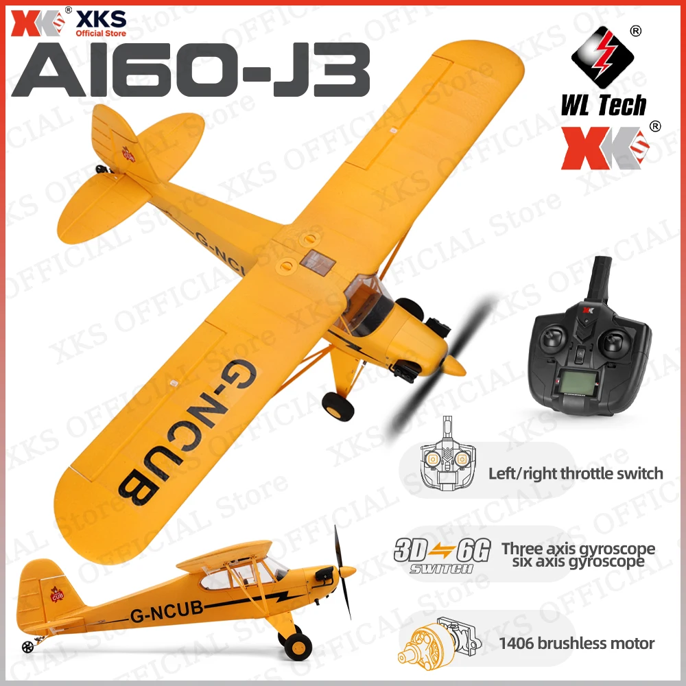 

XKS WLtoys A160 RC Airplane 2.4G 5CH 1406 Brushless EPP Glider 3D/6G Outdoor Toy Gift for Kids Adults