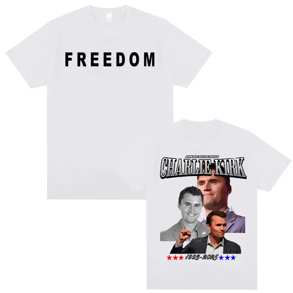 الصلوات لتشارلي كيرك التذكاري تي شيرت الرجال النساء الموضة الجمالية الكلاسيكية تي شيرت جودة عالية المتضخم فضفاض تي شيرت #2