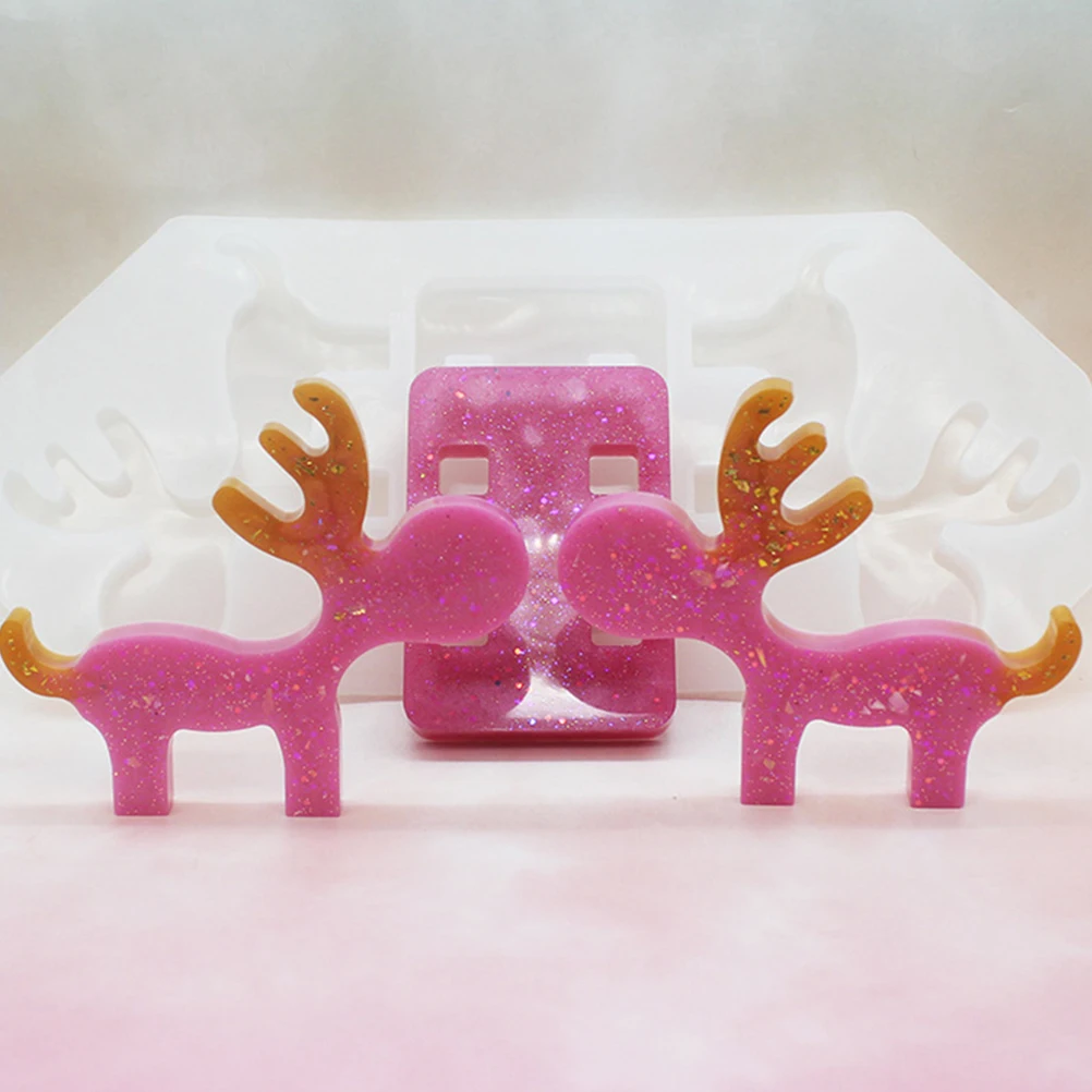 

Mobile Phone Holder Mold Silicone Crystal Epoxy Diy Tool Vivid Elk Shaped Mold Durable Waterproof Flexible Stand Molding Crafts