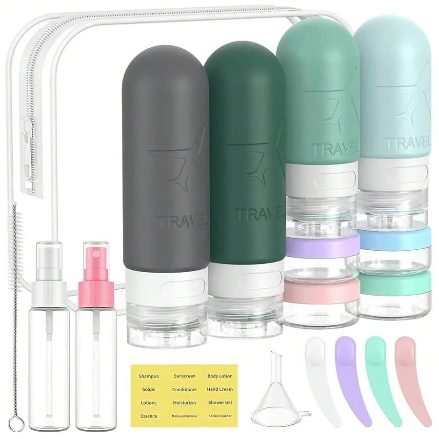 

ME.FAN 18 Pack Travel Bottles For Toiletries, TSA Approved Travel Size Containers Set, Silicone Squeezable Portable Split Bottl
