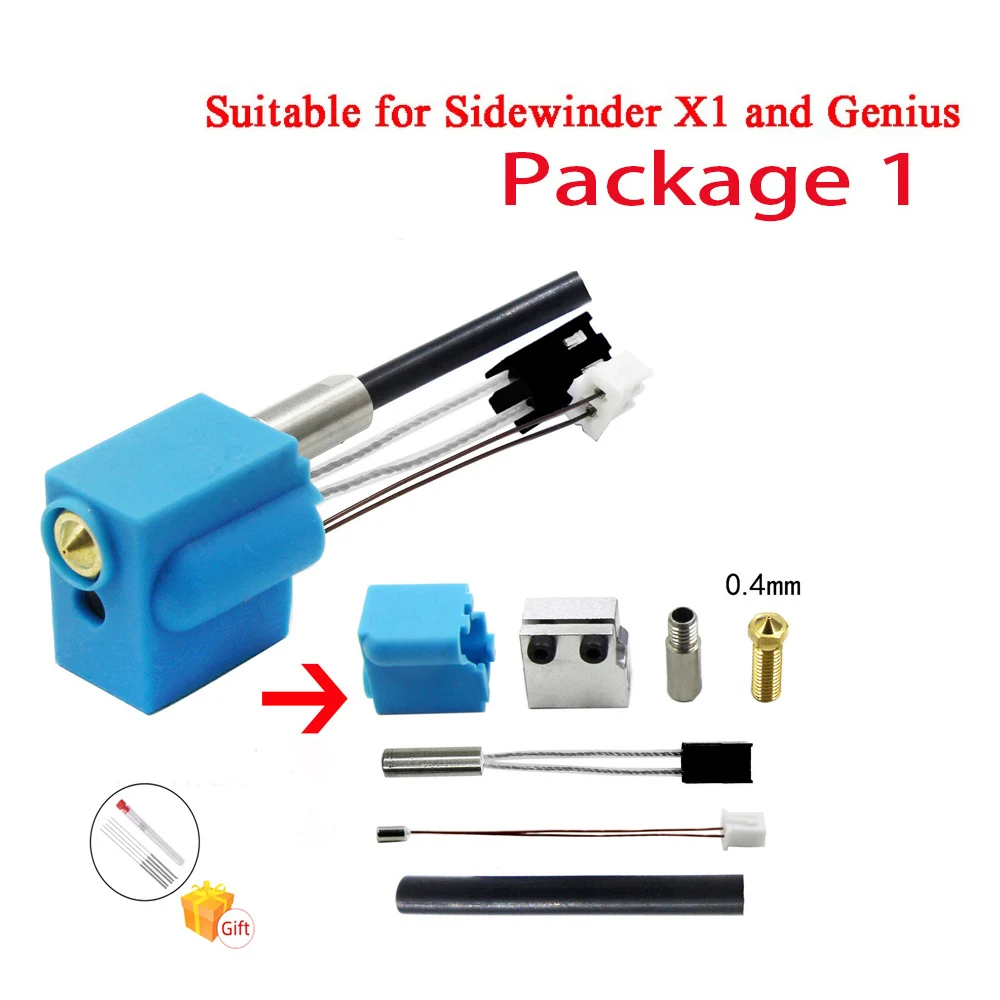 

Sidewinder X1 X2 & Genius Pro Original Silicone Nozzle Volcano Hotend Kit Heater Cartridge Thermistor Metal Titan Extruder Arm