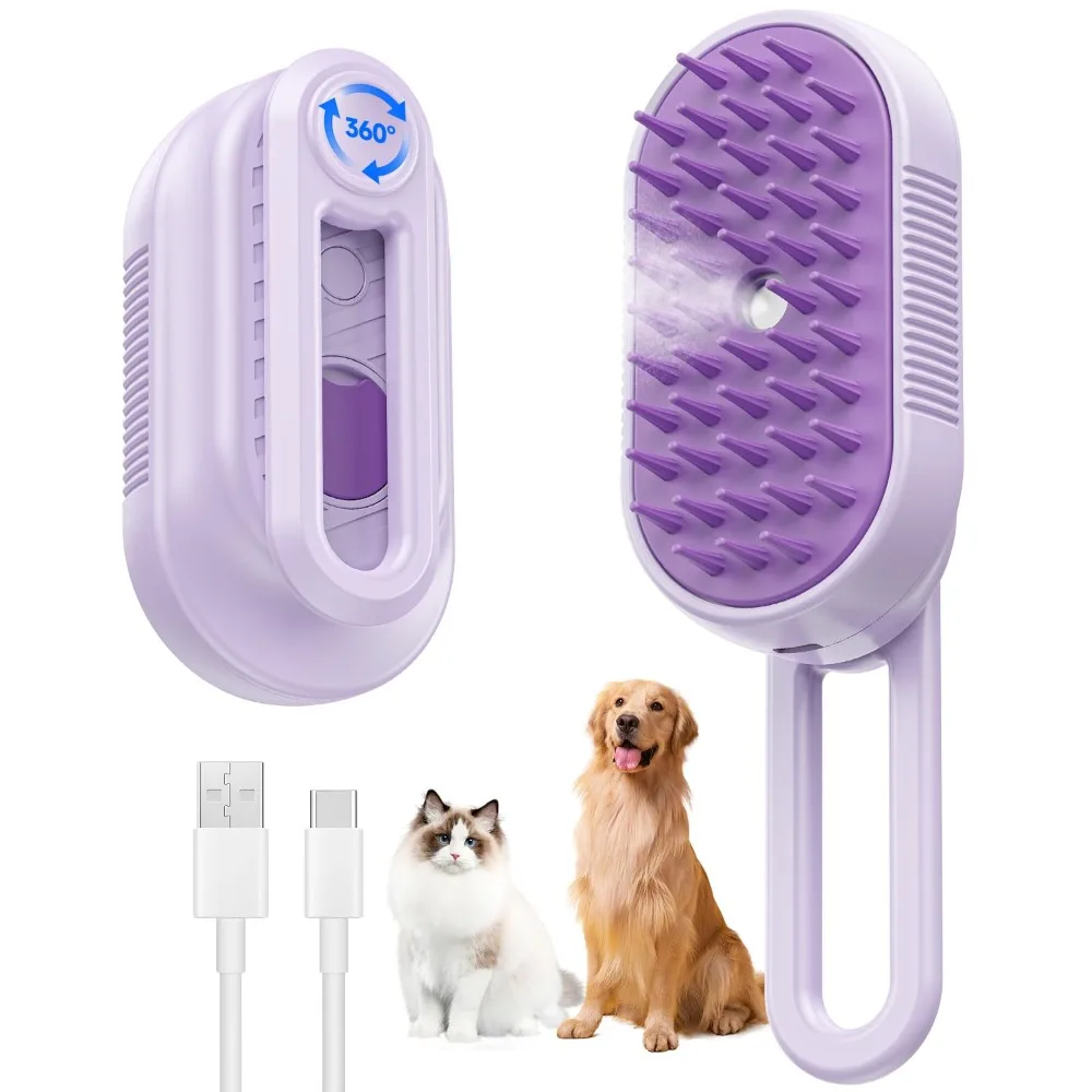 

Steam Grooming Brush Cat Steam Brush Self-cleaning Pet Grooming Comb with Foldable Handle for Cats Dogs for Shedding for Cats