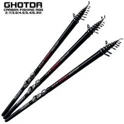 GHOTDA Telescopic Fishing Rod Ultra Light Spinning Float Bolognese Trout Pole 2.7M - 6.3M Full Carbon Fiber Material