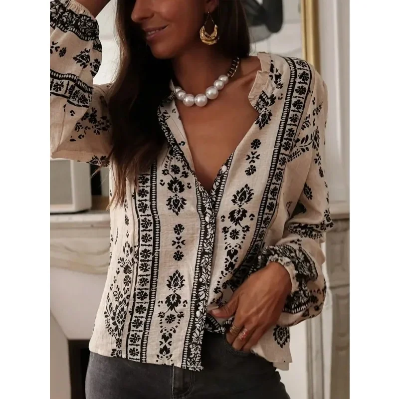 

Большие размеры 1XL-5XL, женские повседневные рубашки с длинным рукавом, топы, женские модные блузки с круглым вырезом