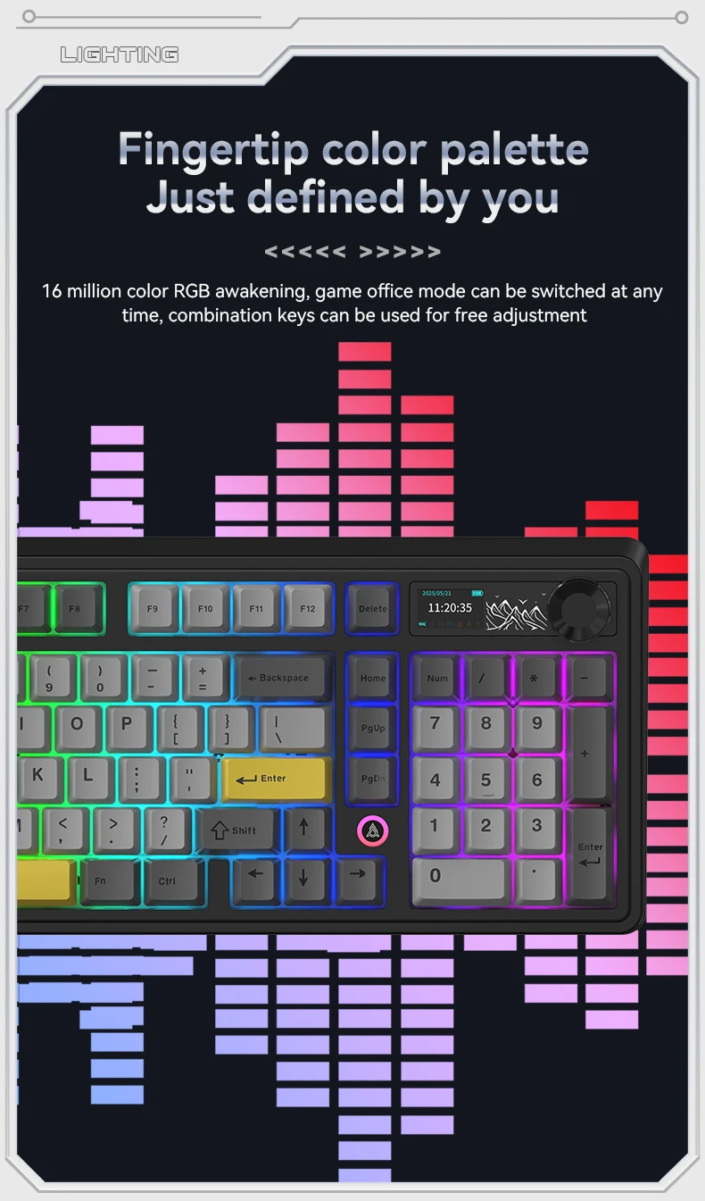 Ajazz AK980 V2 Gaming Mechanische Tastatur Geschenk-Switch Vollgröße RGB-Tastenkappen Montage Drei Modi – Detail 10