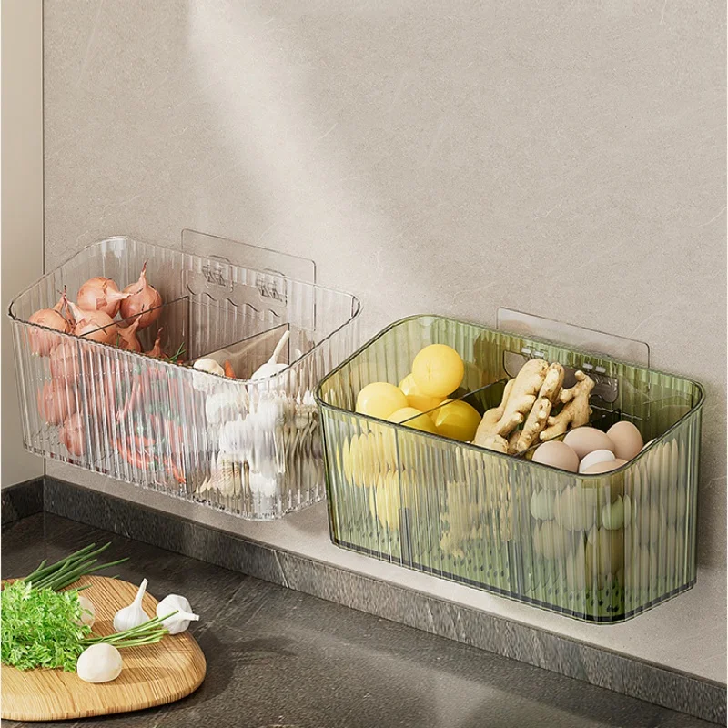1/3 überprüfen Lagerung Wandbehang Korb Ingwer und Knoblauch Lagerregal Wandbehang Aufbewahrungsbox Küche Badezimmer Wohnzimmer Box