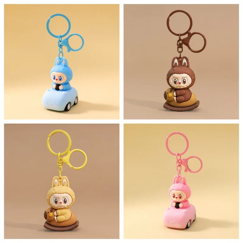 

Kawaii Labubu Keychain cute girl Bag Pendant Cute grain flocking Doll Desktop ornaments Gift Labubu Keychain Gift wholesale