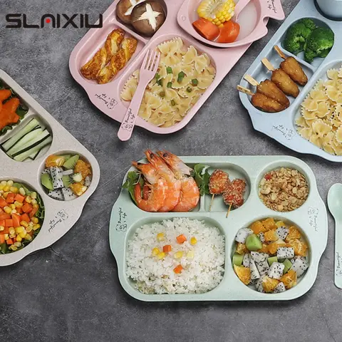 6 개/대 어린이 아기 식기 세트 만화 접시 아이 요리 어린이 식기 안티-뜨거운 훈련 음식 그릇 숟가락 포크