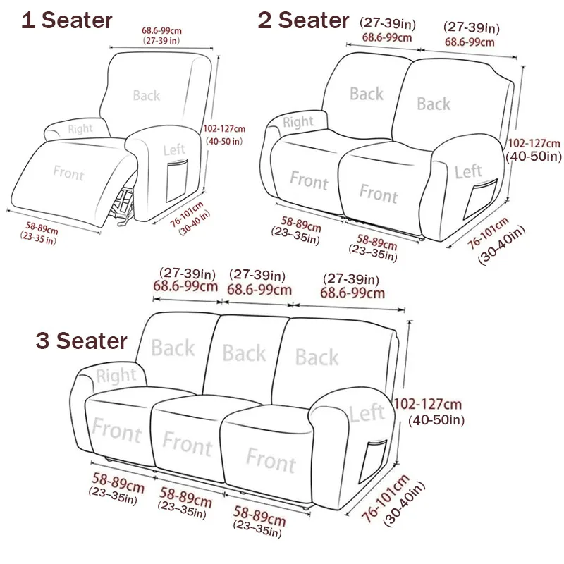 1/2/3 Seats Waterproof Recliner Sofa Cover Jacquard Slide Chair Sofa Protector Lazy Boy Relaxing Armchair Living Room Sofa Cover