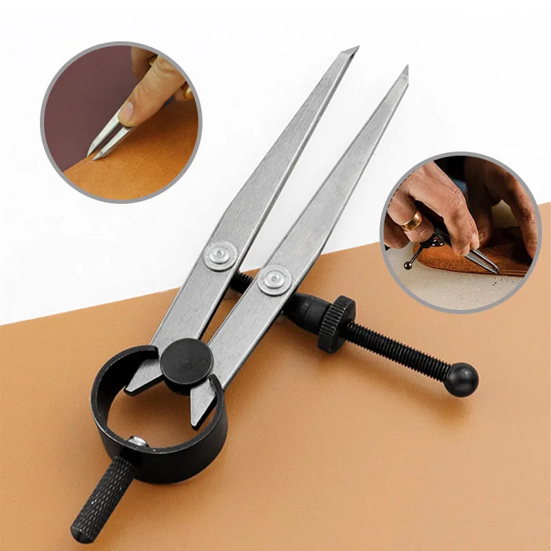 Practical Leathercraft Line Marking Gauge Adjustable Compasses Gauges Wing Divider Rotating Scratch Gauge Handcraft Leather Tool