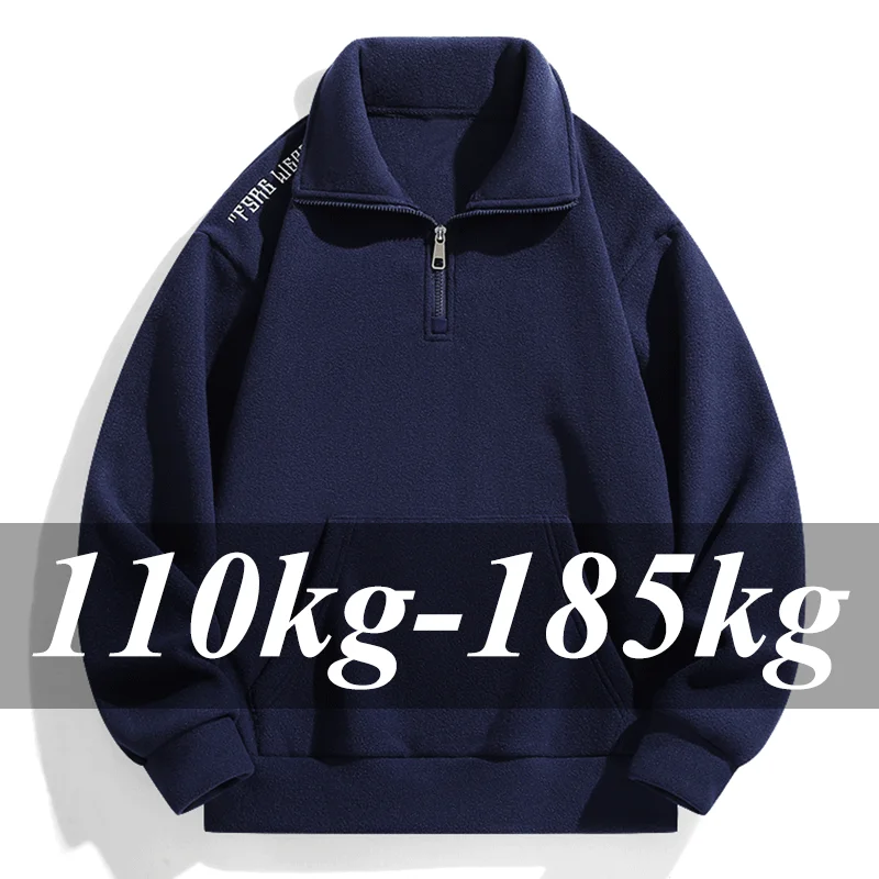 Plus Größe männer Sweatshirts Casual Herbst Winter Stehkragen Pullover Hoodies Halb Zipper Tops Männlich Outdoor Streetwear Kleidung
