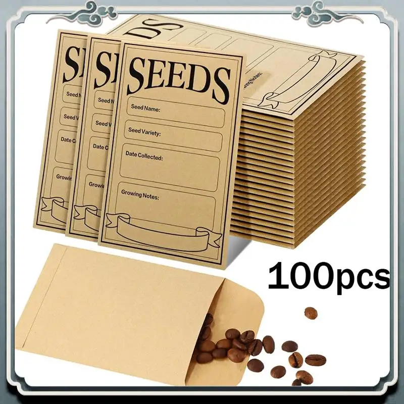 Premium 100Pcs Seed Envelopes 3.1X4.7 Inch, Seed Envelopes Brown Paper Seed Packets Envelopes For Storage Vegetable Durable Easy