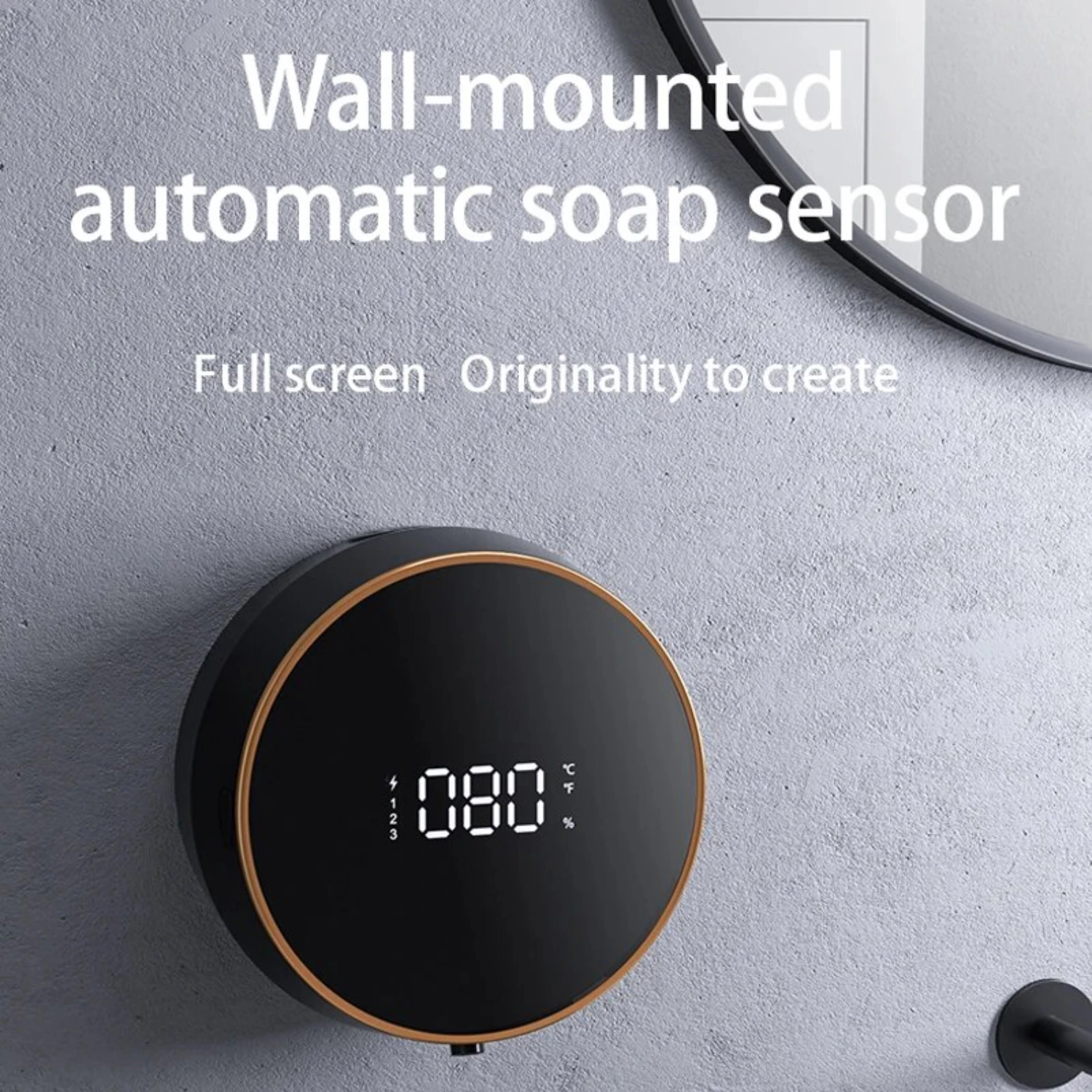 Efficient, hygienic, touchless wall mount automatic foam soap dispenser featuring temperature display - sensor-activated hand wa