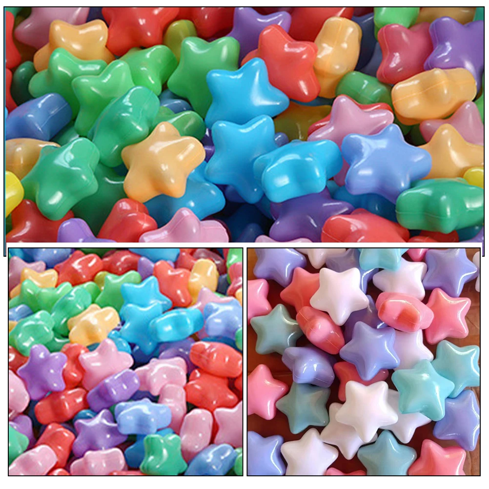 

200pcs Ocean Balls Star-shaped Pits Balls Kids Pool Toy Toddlers Bath Play Educational Plastic Ball Amusement Park Toy