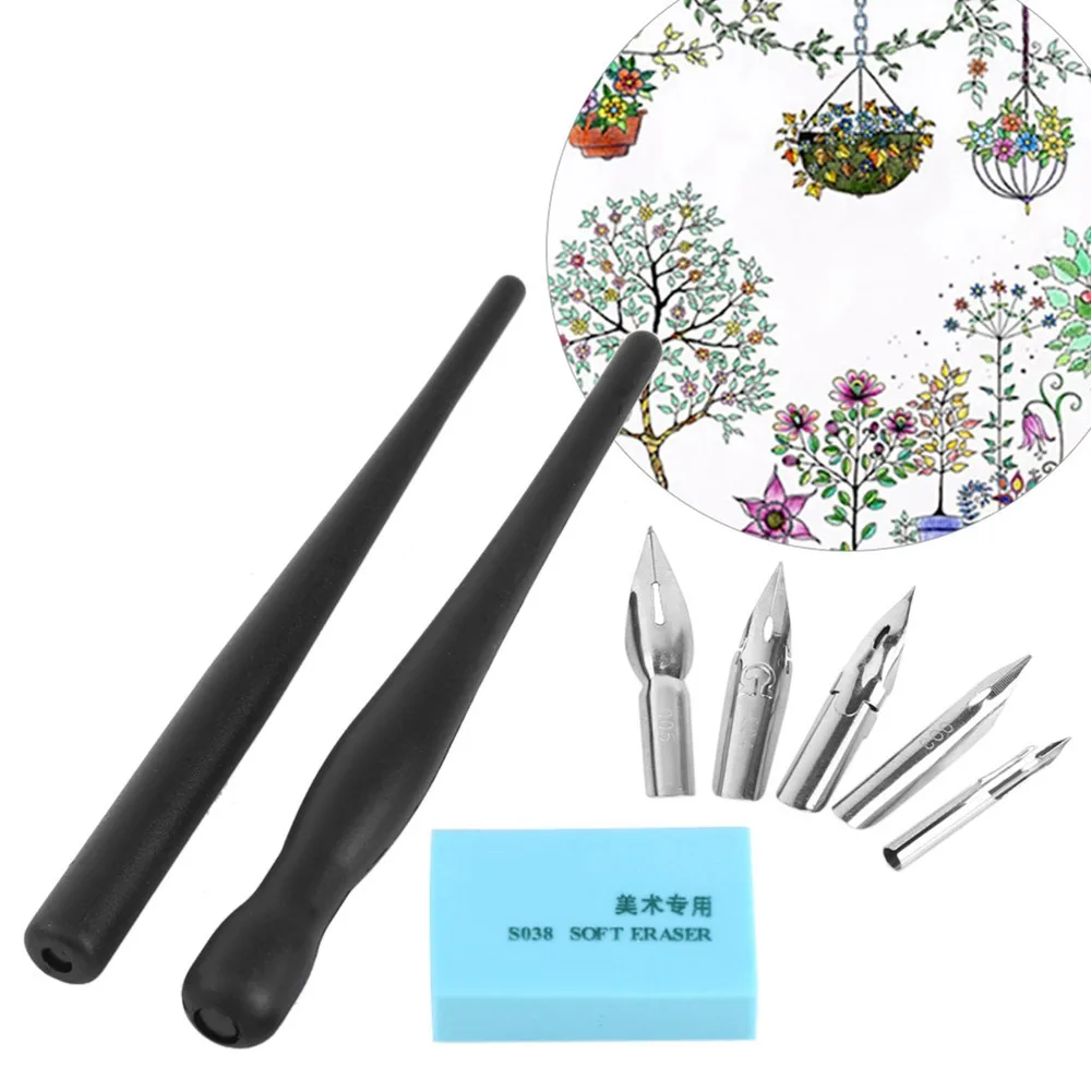 Interchangeable Nibs Manga Drawing Kit Easy Grip Multi Nib Design Dip Pen Set Complete Combination Lightweight - view 5