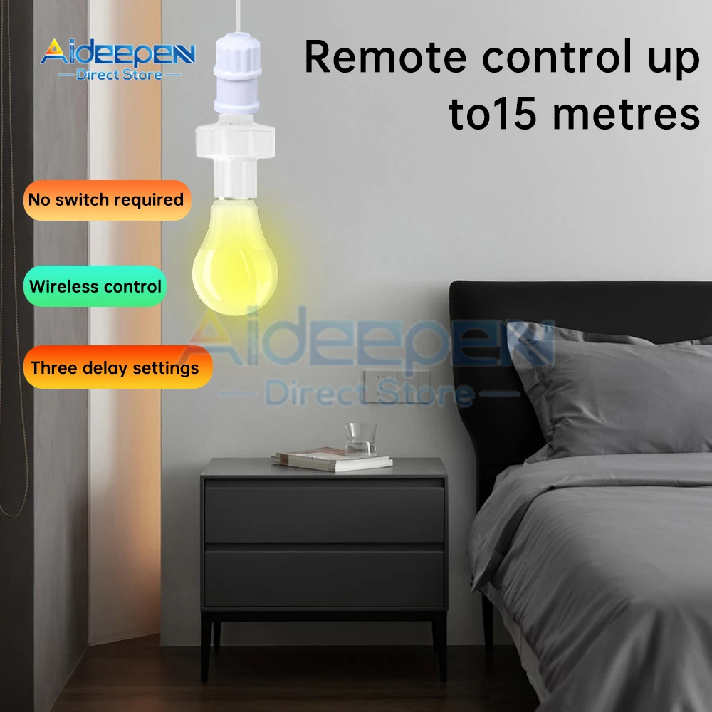 Control remoto inalámbrico E27 portalámparas portalámparas 15M de alcance para bombillas LED portalámparas Kit de interruptor de luz inalámbrico AC110V-240V