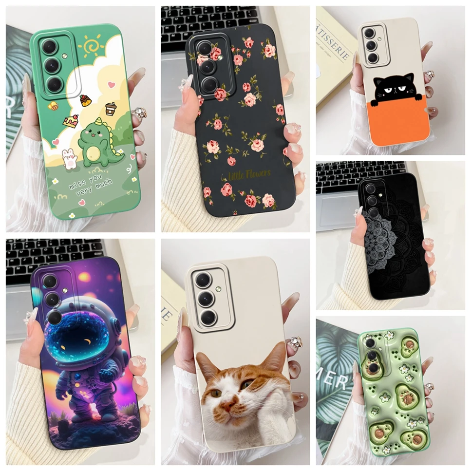 For Samsung A35 Case Fashion Cute Cat Panda Flowers Shockproof Silicone Casing For Samsung Galaxy A35 5G Phone Case A356E Bumper