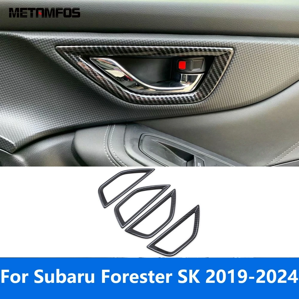 内側ドアハンドルボウルパネルカバートリムスバルフォレスター-sk-2019-2023-2024-カーボンファイバーインテリアアクセサリーカースタイリング