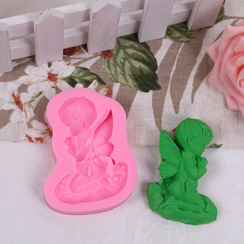 

Silicone Mold Angel Design Ice Tray Baking Mould Pink Flexible Easy Push Clean Use Oven Dishwasher Refrigerator