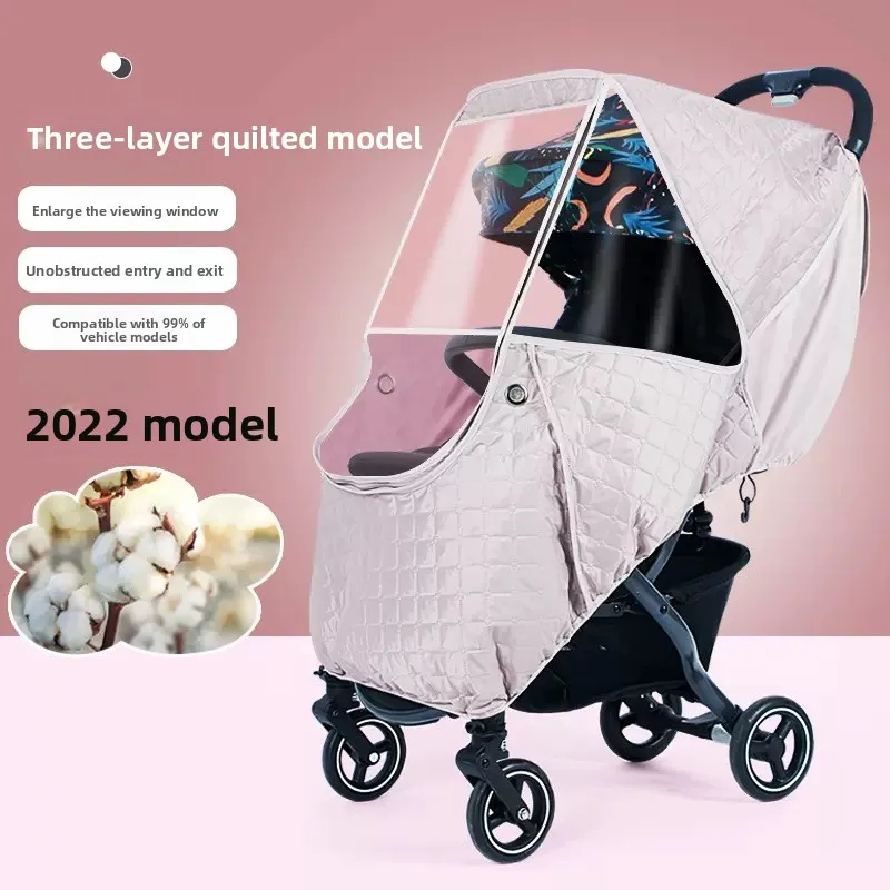 Baby Stroller Rain Cover Windshield Baby Child Stroller Rain Cover Winter Thickened Warm Raincoat