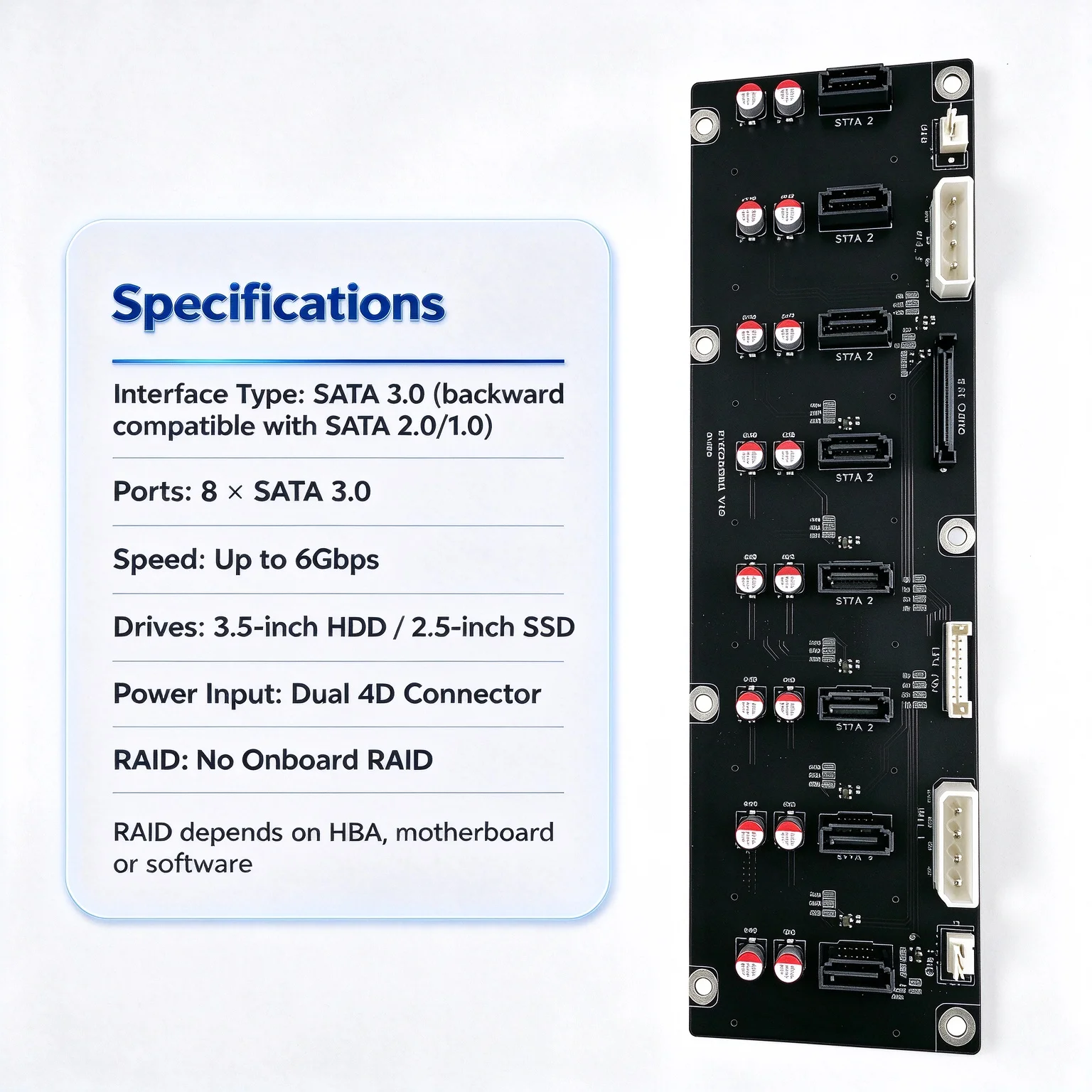 N3 Server Backplane JONSBO Chassis Accessories SATA Connector 8 Hard Disk Interface Circuit Board Only Applicable to Same Model