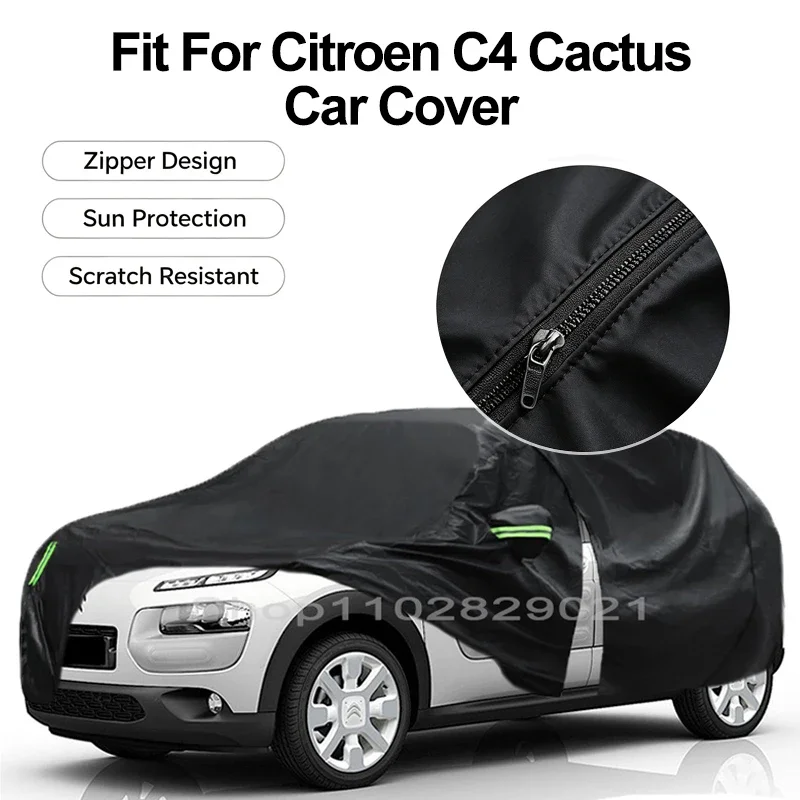 Zipper Door Waterproof Car Cover For Citroen C4 Cactus Windproof Dustproof UV Protection All Weather Auto Protector