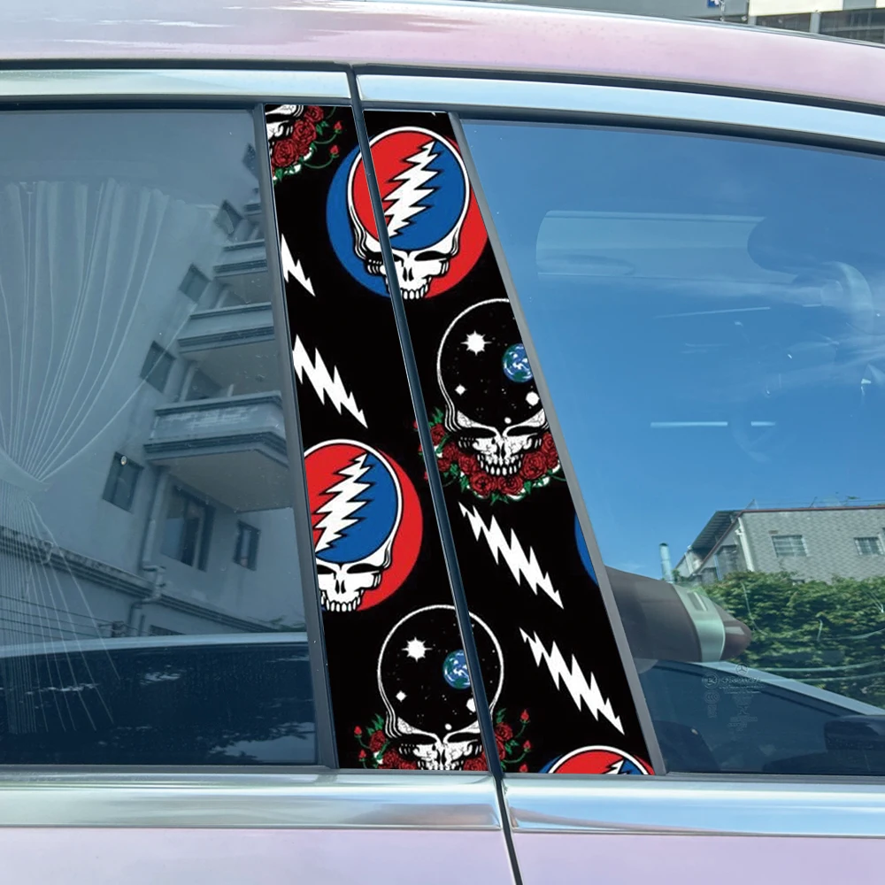 Colorful Skeleton Grateful Dead Car B Pillar Sticker Waterproof Center Column Cover Scratches Sunscreen Car Accessories