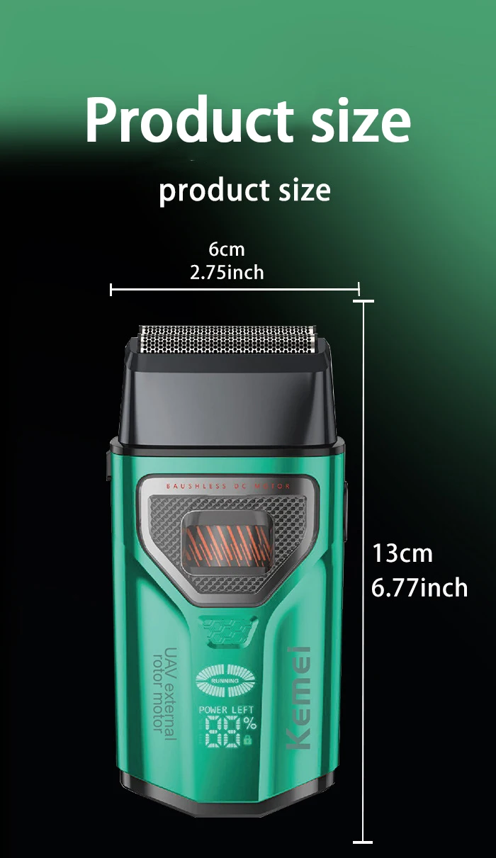 KEMEI KM-T299 Barttrimmer Professioneller Doppelfolien-Rasierer LCD-Display Rasierer Externer Rotor Bürstenloser Motor Barttrimmer für Männer – Detail 12