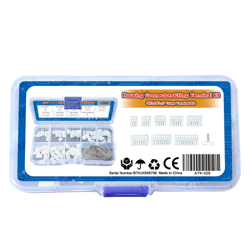 580PCS GH1.25/1.27 Housing Connectors and Crimp Terminal Kit, Connectors Plugs GH1.25mm Pitch, for 3D Printer Flight Controller