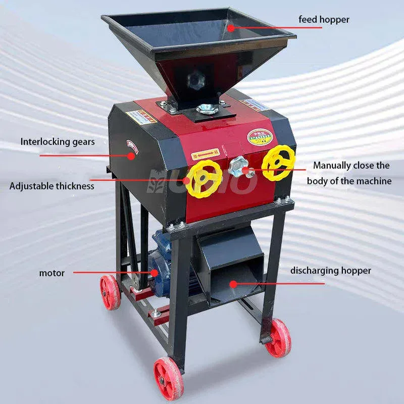 

Двухвалковая дробилка для кукурузы, сорго, соевых бобов, для пивоварения и кормов, для животноводства, с откидными лопатками