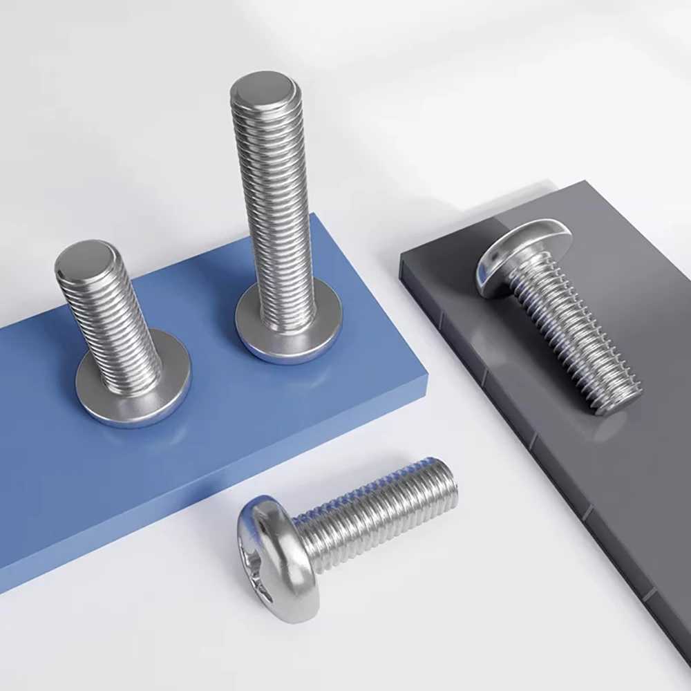 

1pcs M6 M8 Phillips Cross Round Head Machine Screw Metric Pan Head Bolt 304 Stainless Steel Length 6mm-100mm
