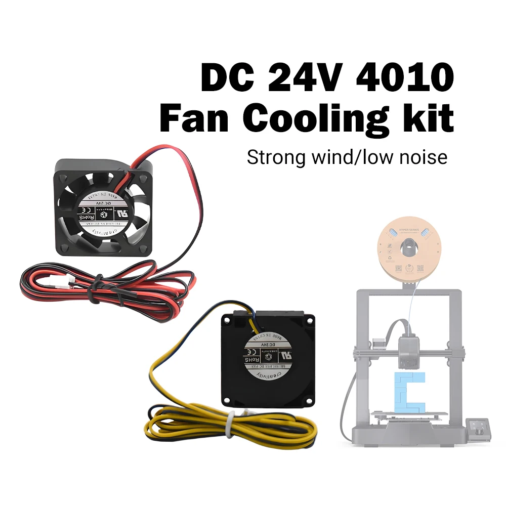 

Вентилятор Creativity 4010 / Осевой вентилятор 12В 24В 4010, комплектующие для охлаждения, турбовентилятор постоянного тока для 3D-принтеров Ender5, CR10, Ender3