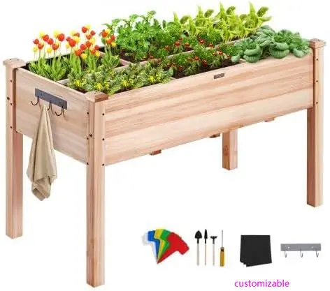 

Wooden Raised Garden Bed Planter Box 47.2x22.8x30 Flower Vegetable Herb