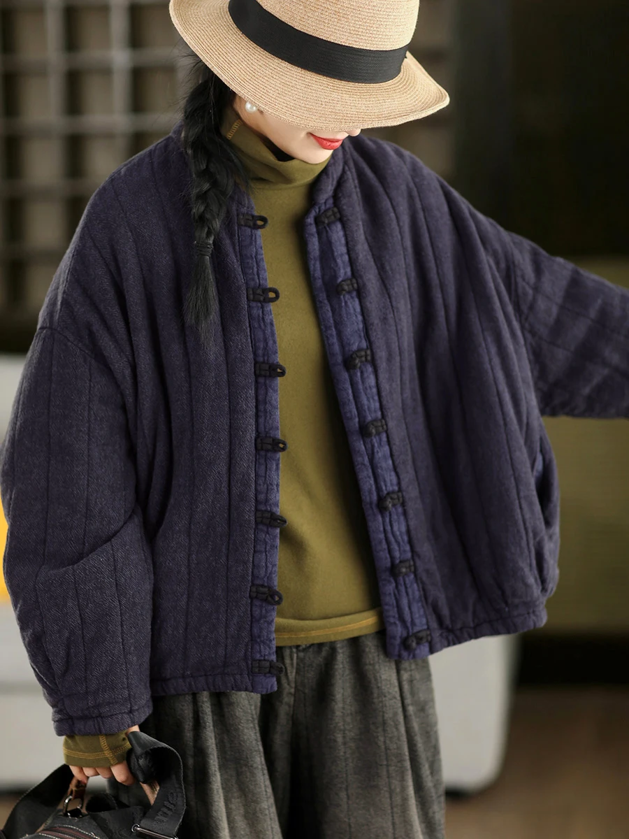 

Женское хлопковое длинное пальто свободного кроя Thiened Cotton Jaet в стиле ретро с пуговицами, гарантированное тепло, длинное пальто свободного покроя