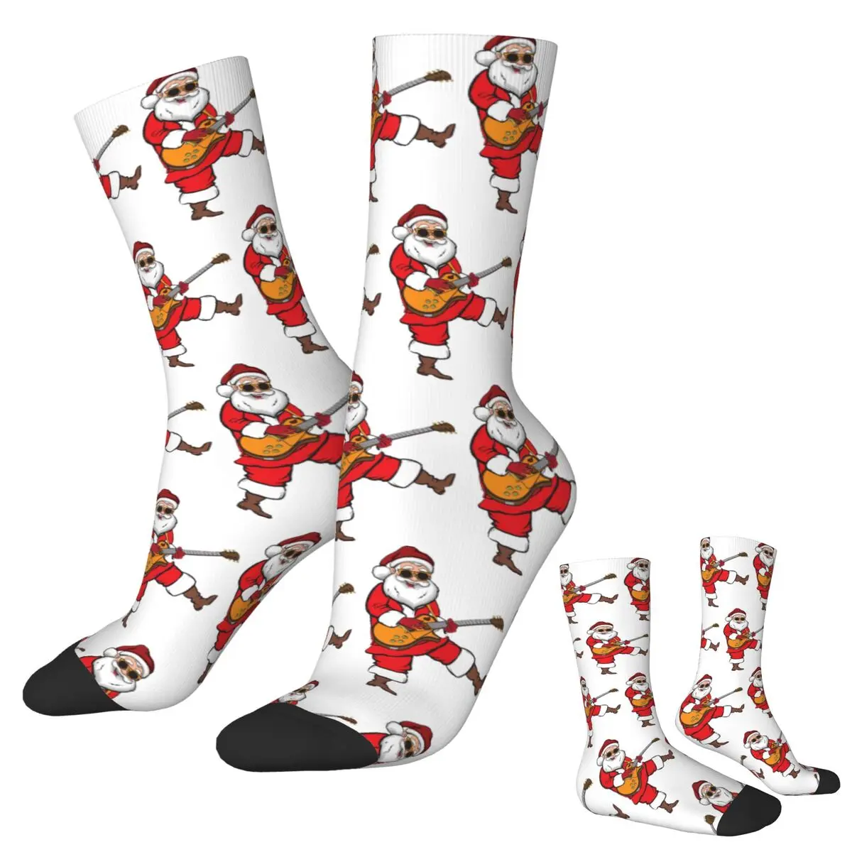 

Рождественские гитарные носки в стиле хард-рок Санта-Клауса, гитариста, подарочные носки в стиле Харадзюку, супер мягкие чулки, всесезонные длинные носки, аксессуары