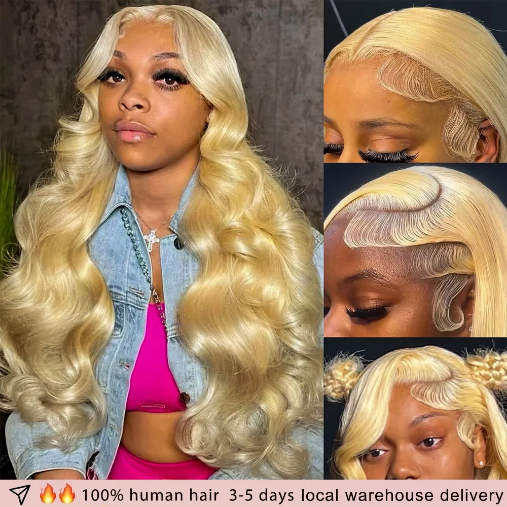 30 40 Inch 613 Honey Blonde Human Hair Lace Wig 200 Density Body Wave HD Transparent Lace Front 100% Human Hair Wigs Colored 13x6 Wet And Wavy Lace Frontal Wigs