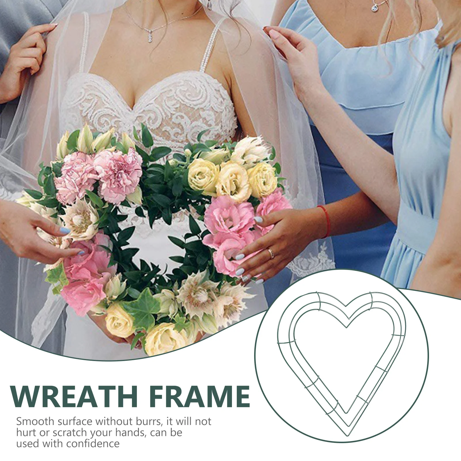 

3Pcs Heart Wire Metal Wreath Frame Sturdy Iron Rings for DIY Flower Arranging Festival Holiday Garland Decorations