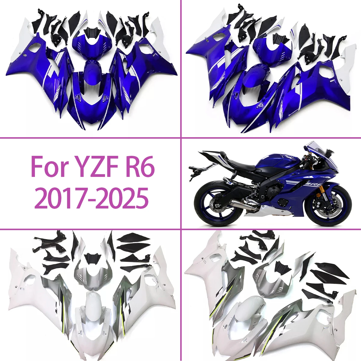 

For 2017-2024 Yamaha YZF R6 Custom Paint Style ABS Plastic Fairings 17-24 YZF R6 Motorcycle Body Fairing Kit