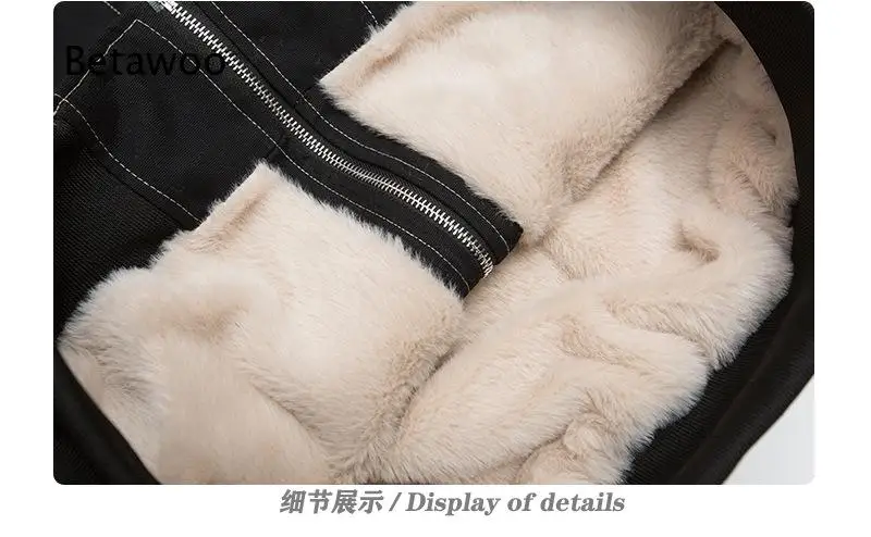 Men Hooded Faux Fur Trim Padded Jacket Fleece Lined Thick Warm Winter Short Coat Loose Outerwear for Daily Cold Casual Wear