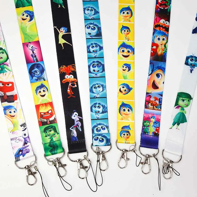 Disney Cartoon Movie Inside Out2 Neck Strap Sadness Figure for Lanyard Key Chain Decoration Hangings for Children Birthday Gifts